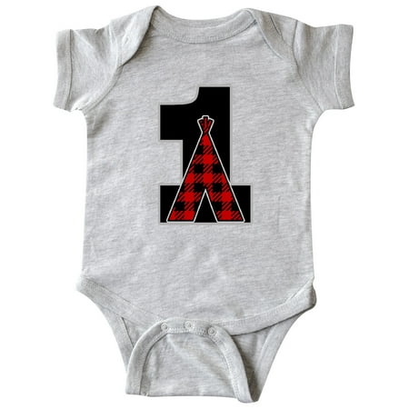 

Inktastic 1st Birthday Buffalo Plaid Teepee Gift Baby Boy or Baby Girl Bodysuit