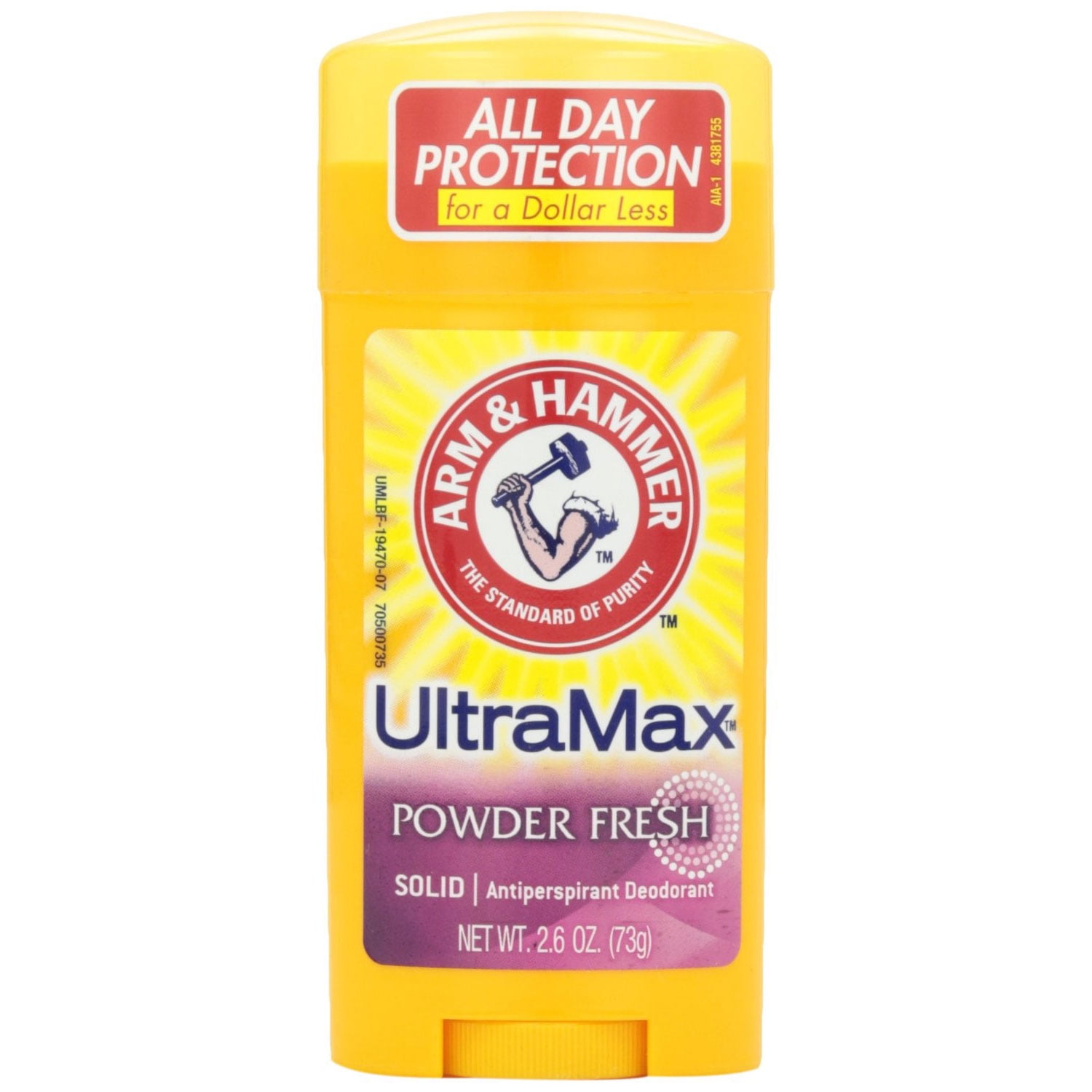 Pack of (2) Arm And Hammer Ultramax Deodorant Antiperspirant Invisible Solid,  Powder Fresh 2.6 Oz