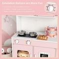 thumbnail image 3 of Hiphuta Kids Play Kitchen, Wooden Kids Kitchen Playset with Plenty of Play Features, Chef Pretend Play Set for Boys and Girls Ages 3-10, Toys Kitchen with 11 Pcs Accessories for Kids, Pink, 3 of 8