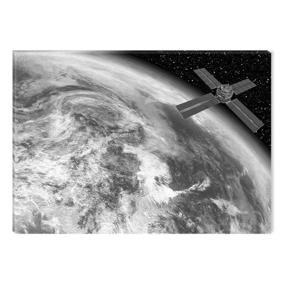 Startonight Canvas Wall Art Black and White Abstract Satellite, Dual View Surprise Artwork Modern Framed Ready to Hang Wall Art 100% Original Art Painting 23.62 X 35.43 inch