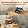 thumbnail image 3 of Retro Vintage Alarm Clock Radio with Wireless Charging, Dual Alarms, Large LED Display, 3 of 6