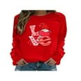 thumbnail image 1 of PENGXIANG Femmes Chemises Casual Col Rond Manches Longues Pull Tops Mode Amour Coeur Graphique Sweatshirt, 1 of 5