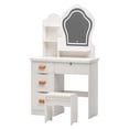 thumbnail image 2 of TidBay Makeup Vanity Desk with LED Lighted Crown-shaped Mirror, Vanity Table with 4 Drawers and Opening Shelves, Bedroom Dressing Table with Stool, 2 of 7