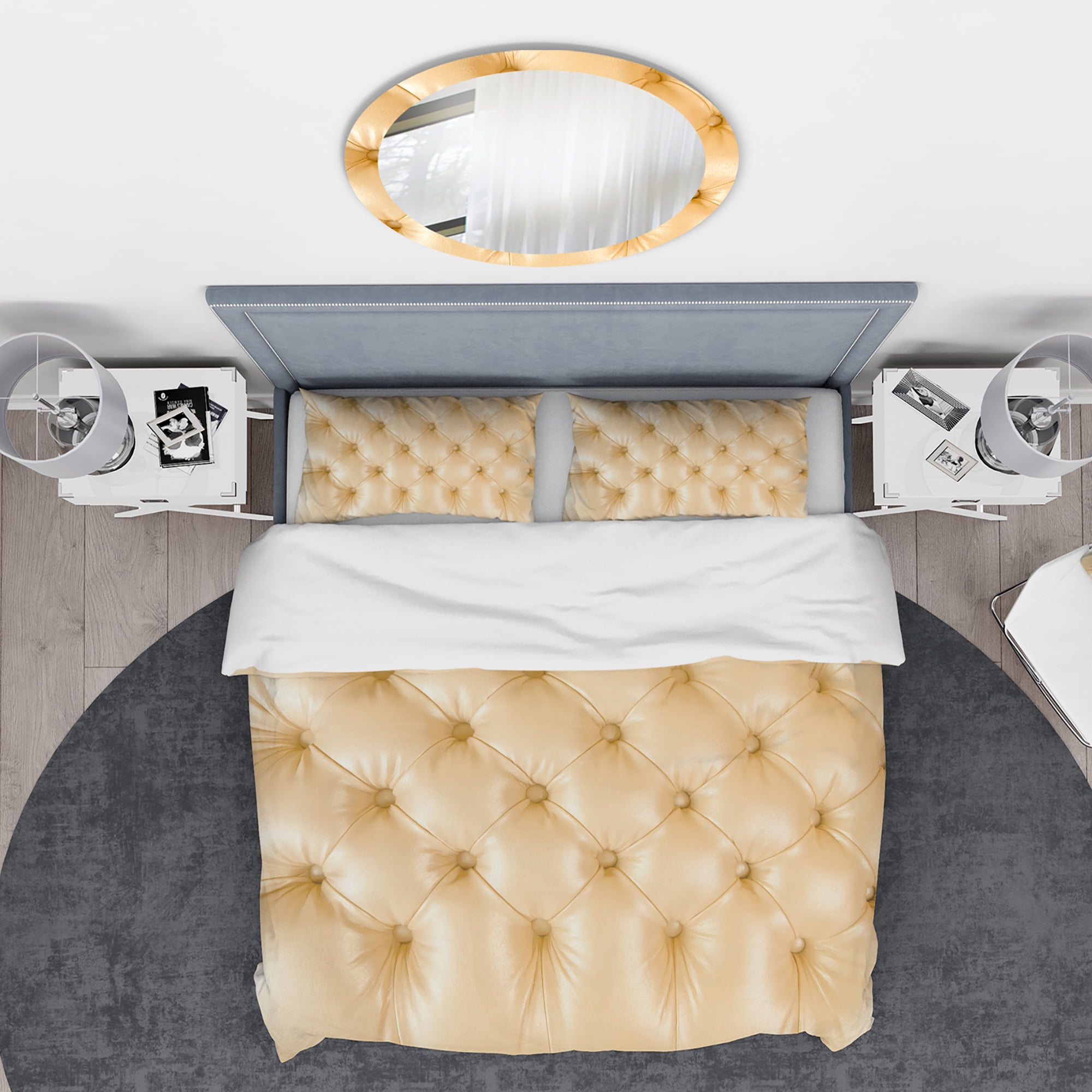 Designart 'Luxury Classic sofa Beige Leather' Modern & Contemporary Duvet Cover Set