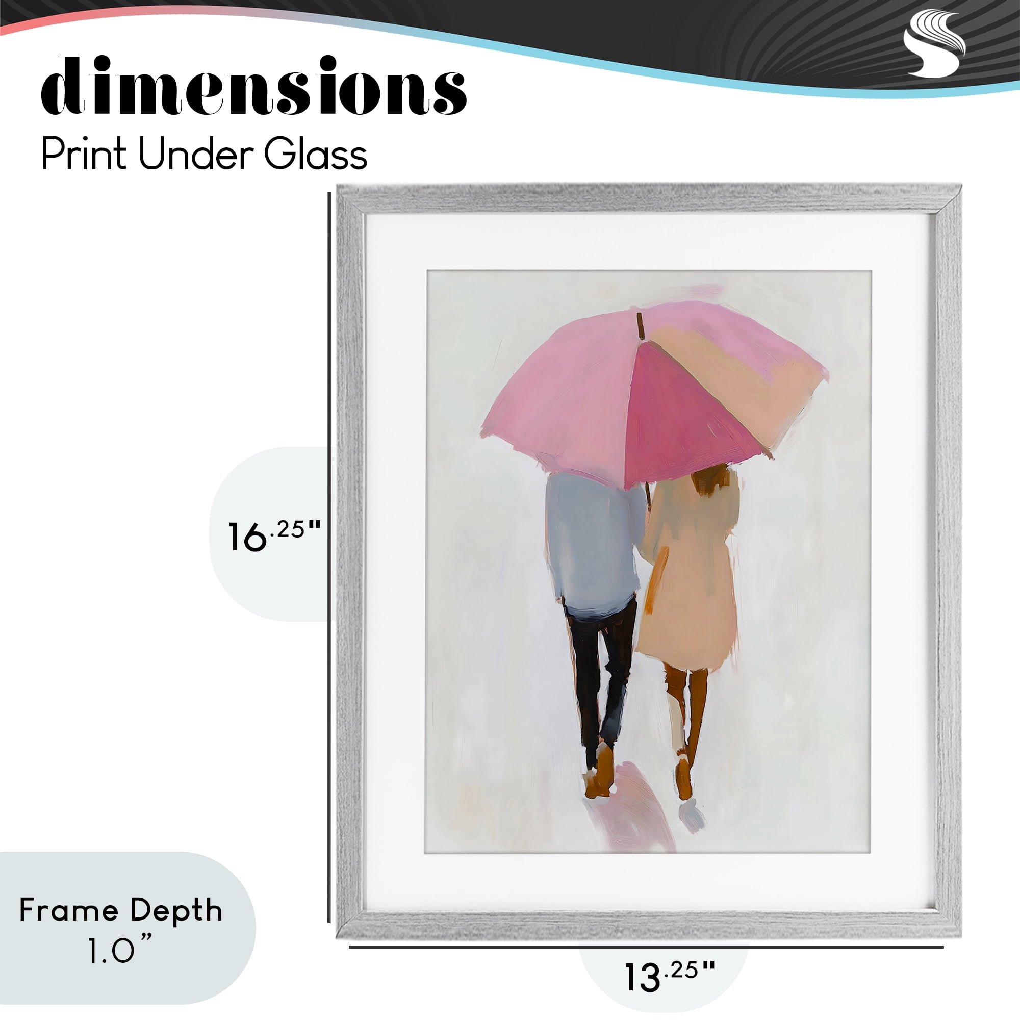 Stupell Industries Couple Stroll Under Umbrella Gray Framed Print Under Glass, design by The Prints Vibe