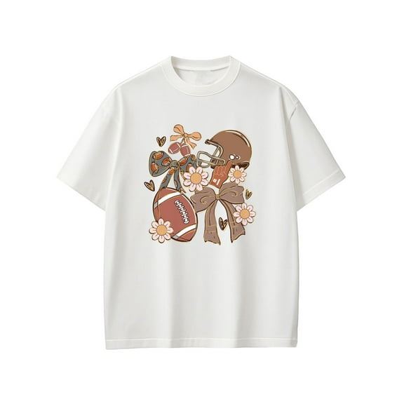 Retro Floral Football Shirt, Vintage Autumn Game Day Tee