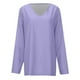 thumbnail image 3 of MHFRRA Camiseta Informal de Manga Larga con Cuello En V para Mujer. Camiseta Básica Cómoda para Uso Diario y Relajación. Ideal para Todas Las Estaciones. Combina Perfectamente con Jeans. Púrpura Claro, 3 of 4