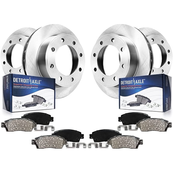 Detroit Axle - 8pc Brake Kit for Chevy GMC Silverado Sierra 2500 3500 2500HD 3500HD Yukon XL Avalanche Suburban 2500, Brake Rotors Ceramic Brake Pads: 12.80" in Front 12.99" in Rear Rotors