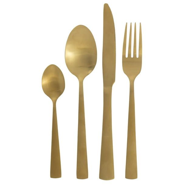 Rondsel onwettig Kruiden HEMA Modern 16-piece Gold Colored Cutlery Set - Copenhagen - Walmart.com