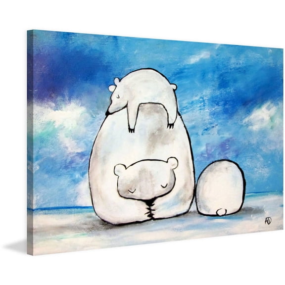 Marmont Hill "Sleepy Polar Bears" by Andrea Doss Painting Print on Wrapped Canvas