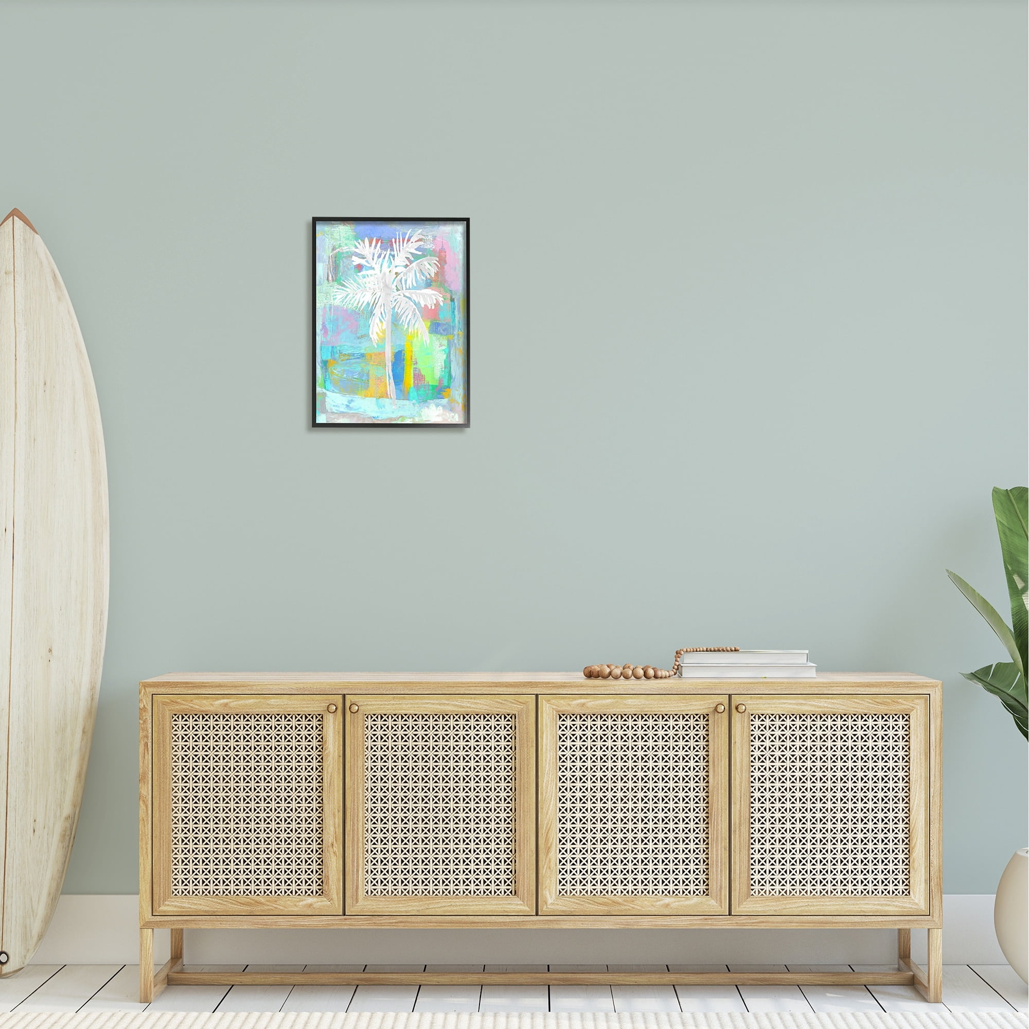 Stupell Industries Tropical White Palm Tree Vivid Brushstrokes Abstract Design Framed Wall Art, 16 x 20, Design by Kristen Dew
