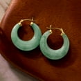 thumbnail image 5 of Ross-Simons Jade Hoop Earrings With 14kt Yellow Gold, Women's, Adult, 5 of 6