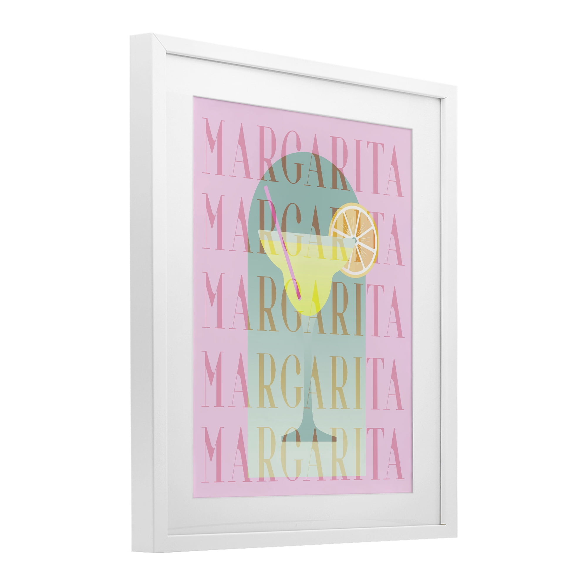 Retro Pastel Margarita White Framed Print Under Glass, design by Lil' Rue