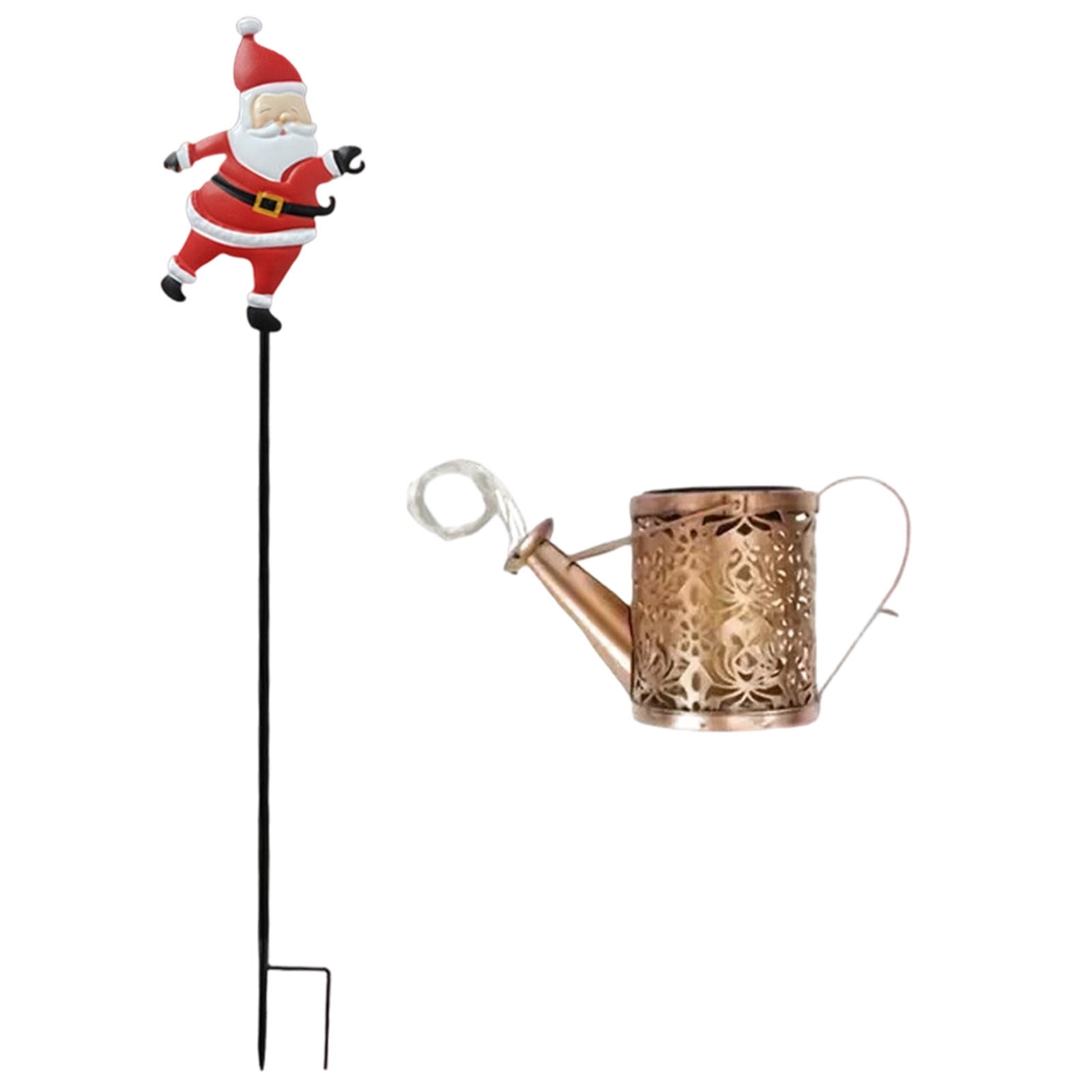 Christmas Gold Solar Santa Kettle Lights Garden Lawn Decorative Lights,Garden Solar Watering Can Light Christmas Santa Ground Light Outdoor Xmas Yard Decor Lamp for Outside Gardens Gift Lawn Patio