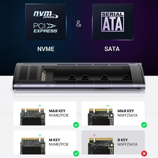 Estuche para disco duro de 10 Gbps sin herramientas para SSD 2230/2242/2260/2280 M.2 (NVME con CA)