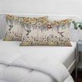 thumbnail image 3 of Spring Floral Pillow Covers, Linen Long Throw Pillow Case, Daisy Sunflowers Wisteria Hummingbird Beige Holiday Pillow Protector Decorative Cushion Cover for Living Room/Bedroom 16" x 24", 3 of 8