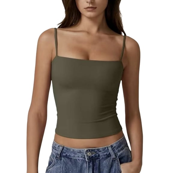 Tank Tops for Women, Skinny Solid Color Adjustable Spaghetti Strap Trendy Camisole