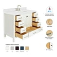 thumbnail image 3 of ARIEL Cambridge 48" White Bathroom Vanity, 1.5" Edge Carrara White Quartz Countertop & Splash, Rectangular Sink, 2 Soft Closing Doors, 9 Full Extension Dovetail Drawers, Brushed Nickel, 3 of 8