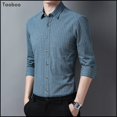thumbnail image 5 of Camisa de hombre a rayas de alta calidad nueva 2022, ropa informal de estilo vintage para primavera y otoño, camisa de negocios ajustada 100% algodón para hombre, 5 of 5