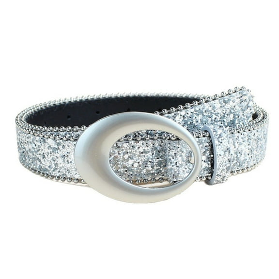 Women's Glitters Rhinestones Studded PU Belt Adjustable Waistband For Jeans Casual Party Wear