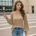 thumbnail image 3 of Weardear Womens Dressy Tops Puff Sleeve Casual Tunic Tops V Neck Keyhole Shirt Pleated Work Blouses 2024 Fall Clothes, 3 of 6