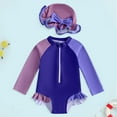 thumbnail image 2 of Gubotare Kids Swimsuits for Girls Girls Long Sleeve Swimsuits One Piece Rash Guard Bathing Suit UPF50+ Toddler Kids Zipper Swimwear Size 18-24 Months (Purple,18-24 Months), 2 of 6