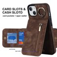 thumbnail image 4 of ELEHOLD for iPhone 14 Plus 6.7" Vintage Leather Wallet Case,Practical Card Holders RFID Blocking Zipper Wallet Kickstand Ring Holder Shockproof Anti-Scratch Case for Women Men,Brown, 4 of 8