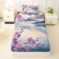thumbnail image 3 of Homewish Pink Purple Cherry Blossom Twin Sheets,Japanese Style Bedding,3-Piece,1 Fitted Sheet and 1 Pillowcase, 3 of 6