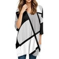 thumbnail image 5 of WTOBBY Women's Fashion Casual Retro Geometric Print V-Neck Mid-Length Tunic Tops with Pockets, 3/4 Sleeve Blouses, Daily Use Comfort Shirt,Gray 3XL, 5 of 5
