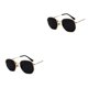 thumbnail image 4 of Qarigey Gafas de sol hexagonales para hombre y mujer, lentes polarizadas a la moda, montura ligera, protección para PC, color dorado, negro y oro negro gris C2 2Conjunto, 4 of 6