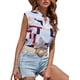 thumbnail image 3 of Camiseta para Mujer, Color Block, Cuello en V, Corta, Top de Moda, Informal, Holgada, de Verano. Color D L, 3 of 7
