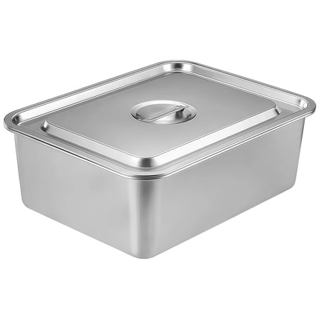 304 Stainless Steel Steam Table Pan With Lid, 14.2 x 10.6 x 2.8 Inch Extra Deep Lasagna Pan, Long-Term and Stainless Steel Large Casserole Dish for Cooking, Baking