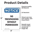thumbnail image 2 of (2 Pack) No Trespassing Without Permission OSHA Notice Sign 5 Inch X 3.5 Inch Vinyl Label Decal Sticker Weather Resistant, UV Protected for Workplace, Business, and Construction Site,, 2 of 7