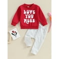 thumbnail image 3 of Baby Valentine's Day Outfit Letter Print Long Sleeve Sweatshirt and Elastic Pants Set for Newborn Infant Fall Clothes, 3 of 10
