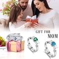 thumbnail image 2 of Beautlace 925 Sterling Silver Heart Mom Mother Rings,Cubic Zirconia Birthstone Adjustable Ring for Mum's Gift Grandma's Gift, 2 of 8
