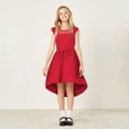 thumbnail image 6 of SuTry Girl's A-Line Dress Summer Fall Mesh Party Dress with Belt Pockets Ruffle Sleeves Skirt Suitable for Parties and Outings(Red,11 Years), 6 of 7