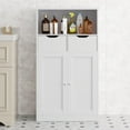 thumbnail image 6 of Walsunny Bathroom Storage Cabinet, Floor Storage Cabinet with 2 Drawers, Doors and Adjustable Shelves, Freestanding Wood Storage Organizer for Bathroom Living Room Kitchen Entryway, White, 6 of 7