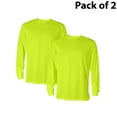thumbnail image 3 of 4 Pack High Visibility Safety Yellow Long Sleeve Safety T-Shirts - Badger | 3.5 oz, 100% polyester | GoldenRow, 3 of 4