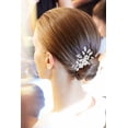 thumbnail image 5 of Bridal Hair Pieces, Beusoulove Wedding Hair Pin Crystal Flower Hair Accessories with Rhinestone and Faux Pearl for Girls, Women, Silver, 2 Count (Pack of 1), 5 of 5