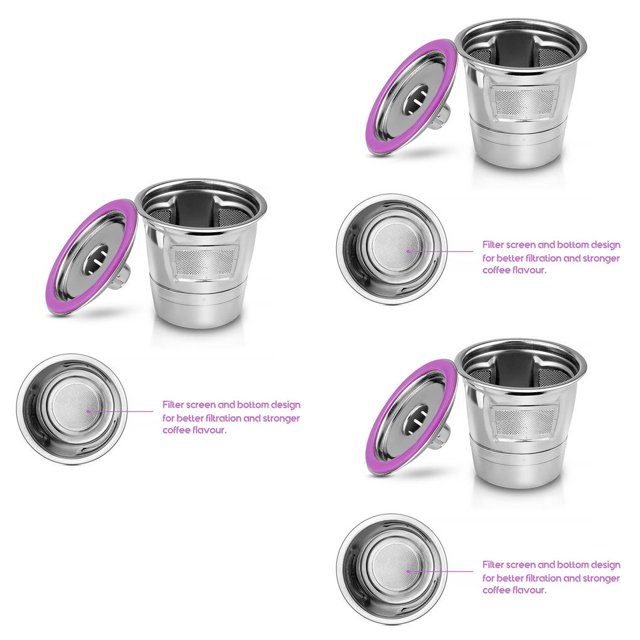 Naiovety Filtro de café reutilizable de acero inoxidable, cápsulas rellenables, filtro de malla de vaina, repuesto para cafetera Type1