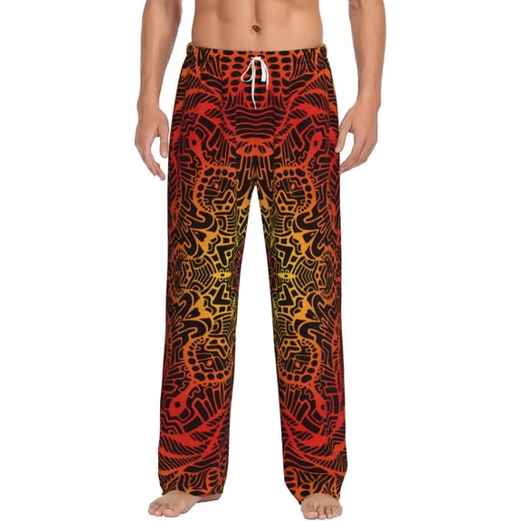 Men Comfy Pajama Pants Long Sleepwear Lounge Bottoms, Kaleidoscope Vintage Psychedelic Trippy