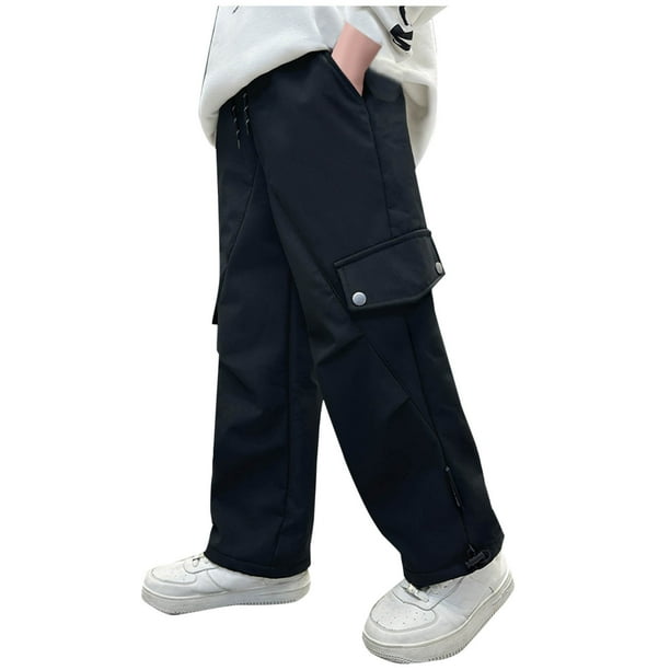 Odeerbi 9-17 Años Niños Cargo Pantalones Softshell Impermeable Pantalones Windbreaker Parte Inferior Color Sólido Casual Straight Leg Trabajo Pantalones Con Bolsillo