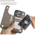 thumbnail image 5 of Compatible with iPhone 15 Pro Case Wallet with Card Holder,Embossed Butterfly Pattern PU Leather Double Buttons Flip Protective Shockproof Cover for Magnetic Car Mount 6.1 Inch (Gray), 5 of 14