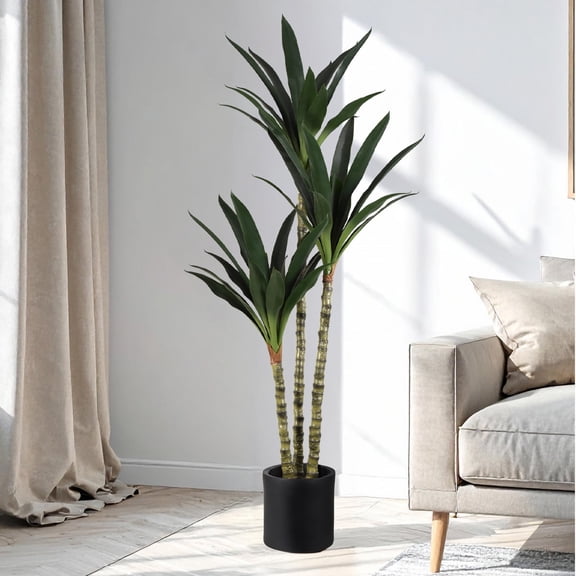 American Art Decor Artificial Dutch Iron Tree in Cement Pot Faux Plant for Home or Office - 60"