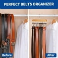 thumbnail image 3 of Belt Hanger Rack Holder 2 Pack, Sturdy Organizer with 360 Degree Swivel, 11 Large Hooks for Closet, Non Slip Rubberized Storage, Black, 14 x 0.39 x 11 Inch, 3 of 18