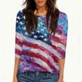 thumbnail image 4 of Women's 250th Anniversary USA Shirt Patriotic American Flag Print Crew Neck 3/4 Sleeve T-Shirt, 4 of 5
