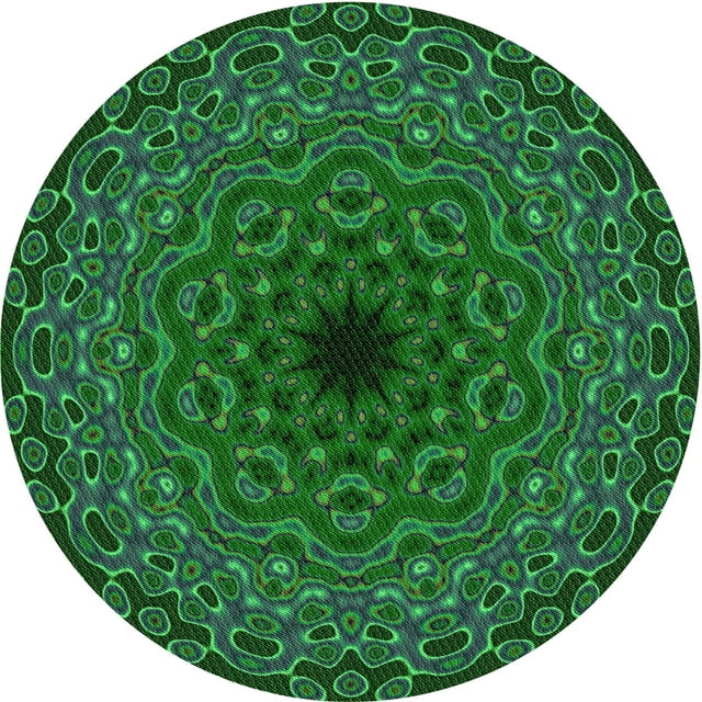 Ahgly Tapis Rond Lavable en Machine Intérieur Transitionnel Vert Forêt Foncé, 8 Pieds Rond