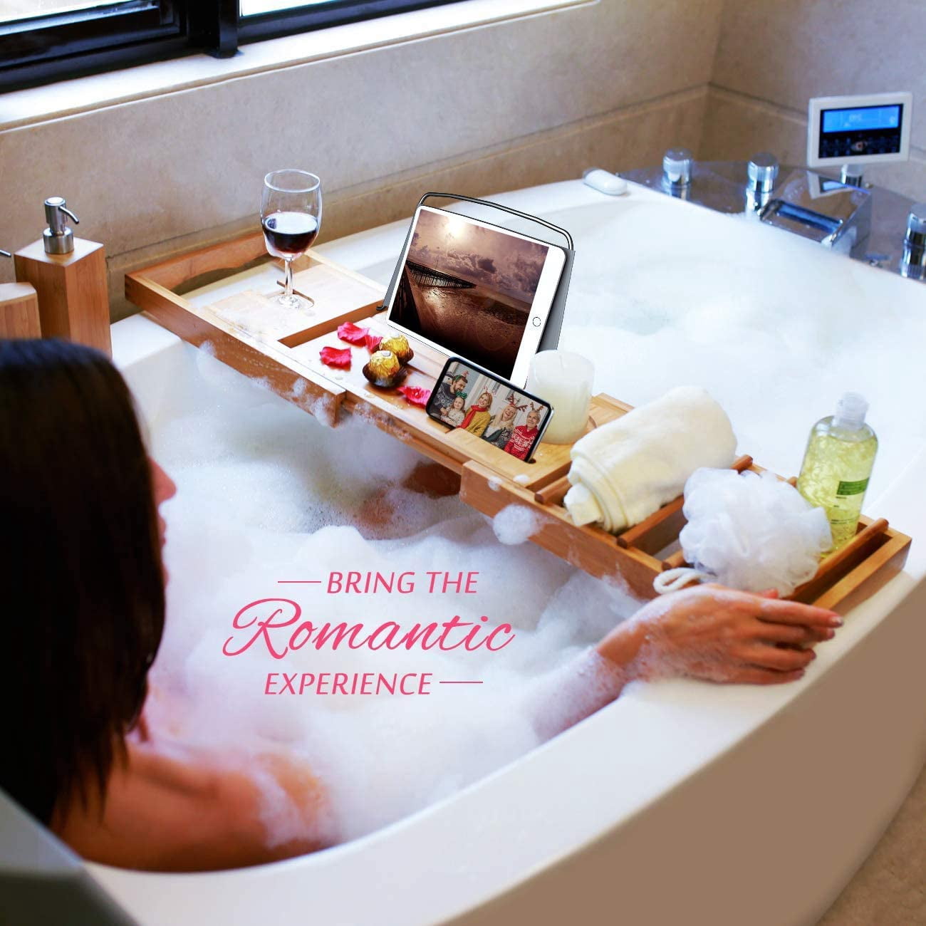 Domax Bathtub Caddy Tray Expandable Bamboo Tub Tray For Luxury Bath With Book Holder And Free Soap Dish Walmart Com Walmart Com