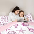 thumbnail image 4 of Manfei Watercolor Pink White Seashell Starfish Bow Twin Comforter Sets for Kids Girls, Marine Animal Bedding Set, Pink Reversible 2pcs, 1 Comforter and 1 Pillowcase, 4 of 6