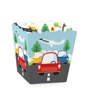 Big Dot of Happiness Cars, Trains, and Airplanes - Party Mini Favor Boxes - Transportation Birthday Party Treat Candy Boxes - Set of 12